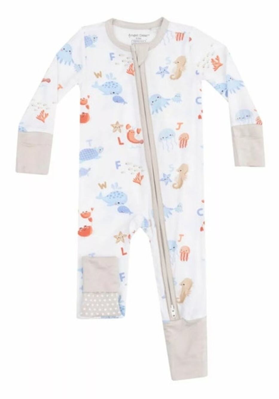 NWT Angel Dear Coastal Abcs Bamboo Viscose Zipper Romper Size 18-24 Months